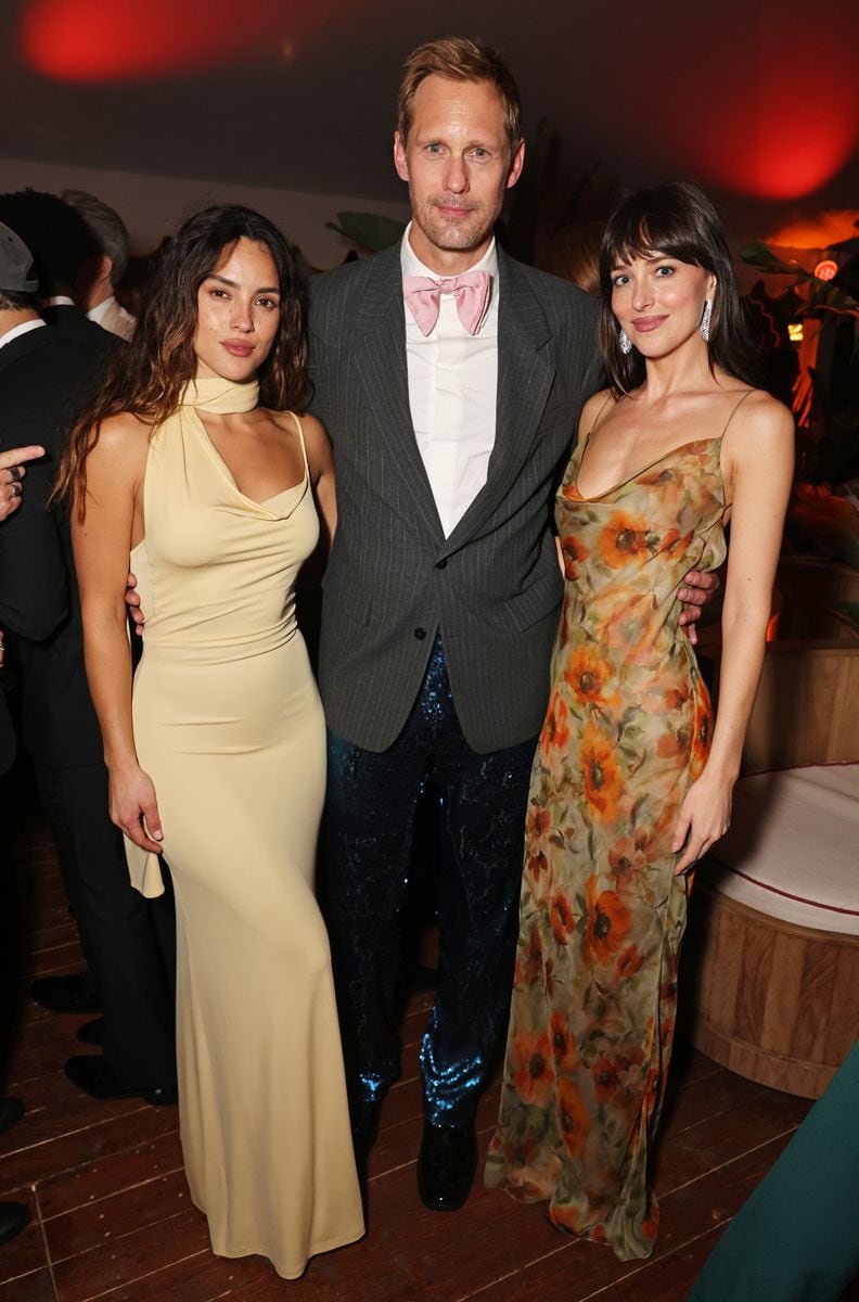 Adria Arjona, Alexander Skarsgard and Dakota Johnson attend the "Splitsville" after-party 