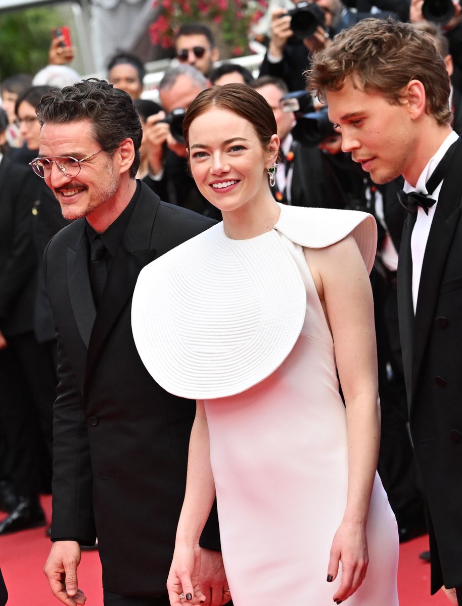 Pedro Pascal, Emma Stone and Austin Butler attend the "Eddington" red carpet at the 78th annual Cannes Film Festival 
