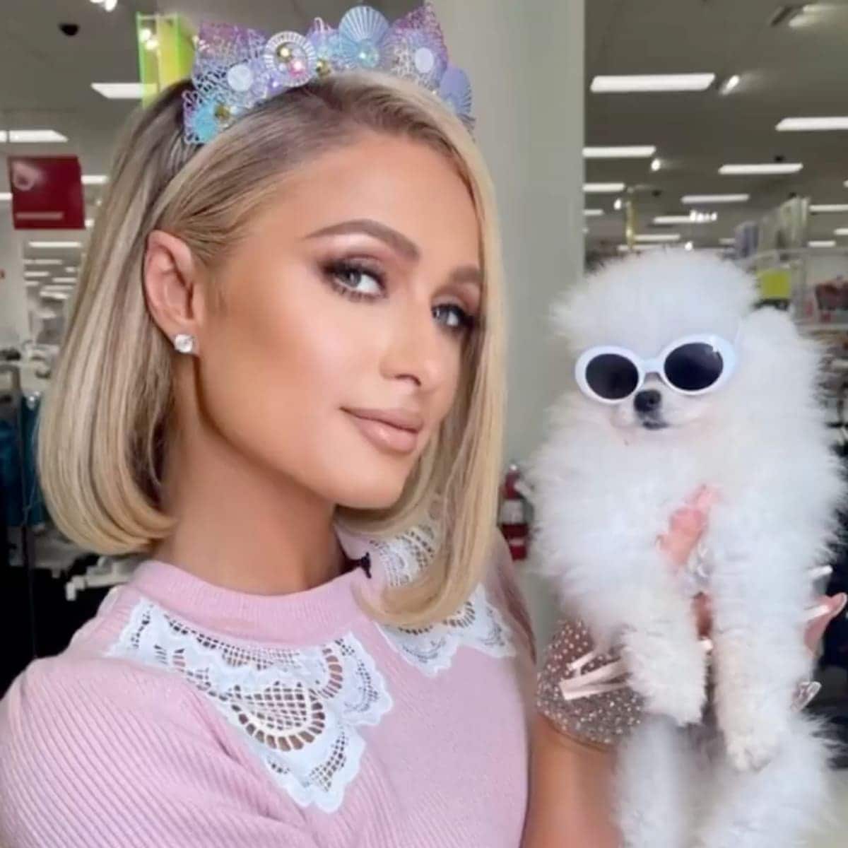 Paris Hilton with her puppy Ether Reum