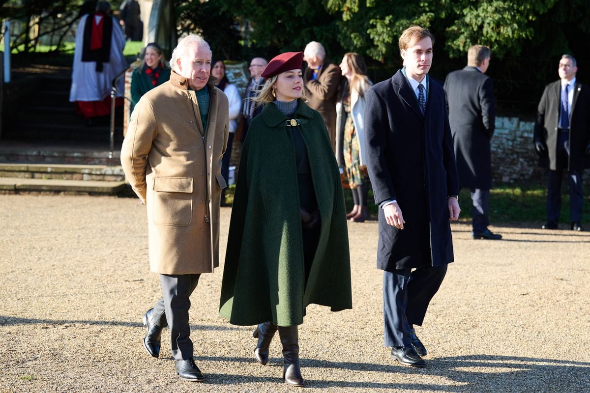 David Armstrong-Jones, 2nd Earl of Snowdon, Lady Margarita Armstrong-Jones and Charles Armstrong-Jones, Viscount Linley attend the Christmas Morning Service at Sandringham Church