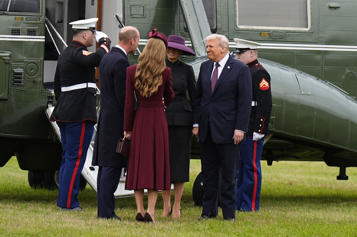 The Prince and Princess of Wales (left) receive US President Donald Trump and First Lady Melania Trump at Windsor Castle in Windsor, Berkshire, on day one of their second state visit to the UK. . Picture date: Wednesday September 17, 2025.