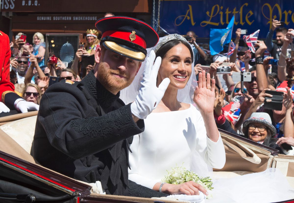 Meghan Markle wore Queen Mary’s Diamond Bandeau Tiara for her royal wedding to Prince Harry at St. George’s Chapel in May 2018.
