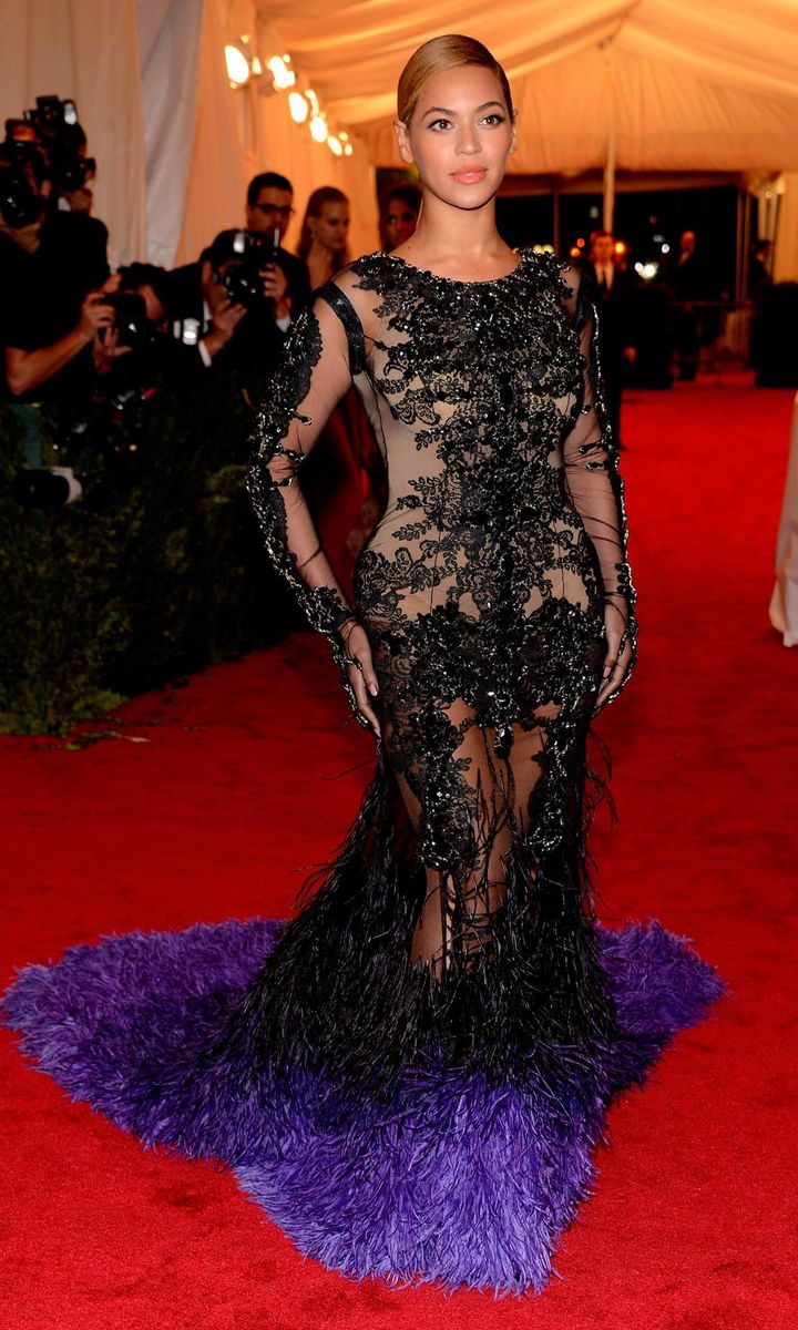 Beyonce in embroidered mesh dress by Givenchy