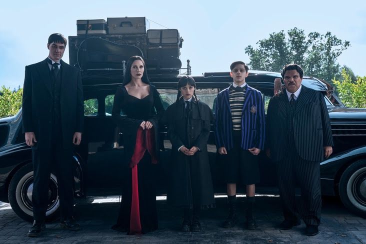 Returning regulars include Jenna Ortega, Emma Myers (aka Enid, the colorful werewolf BFF),  Catherine Zeta-Jones, and Luis Guzmán as Morticia and Gomez Addams.