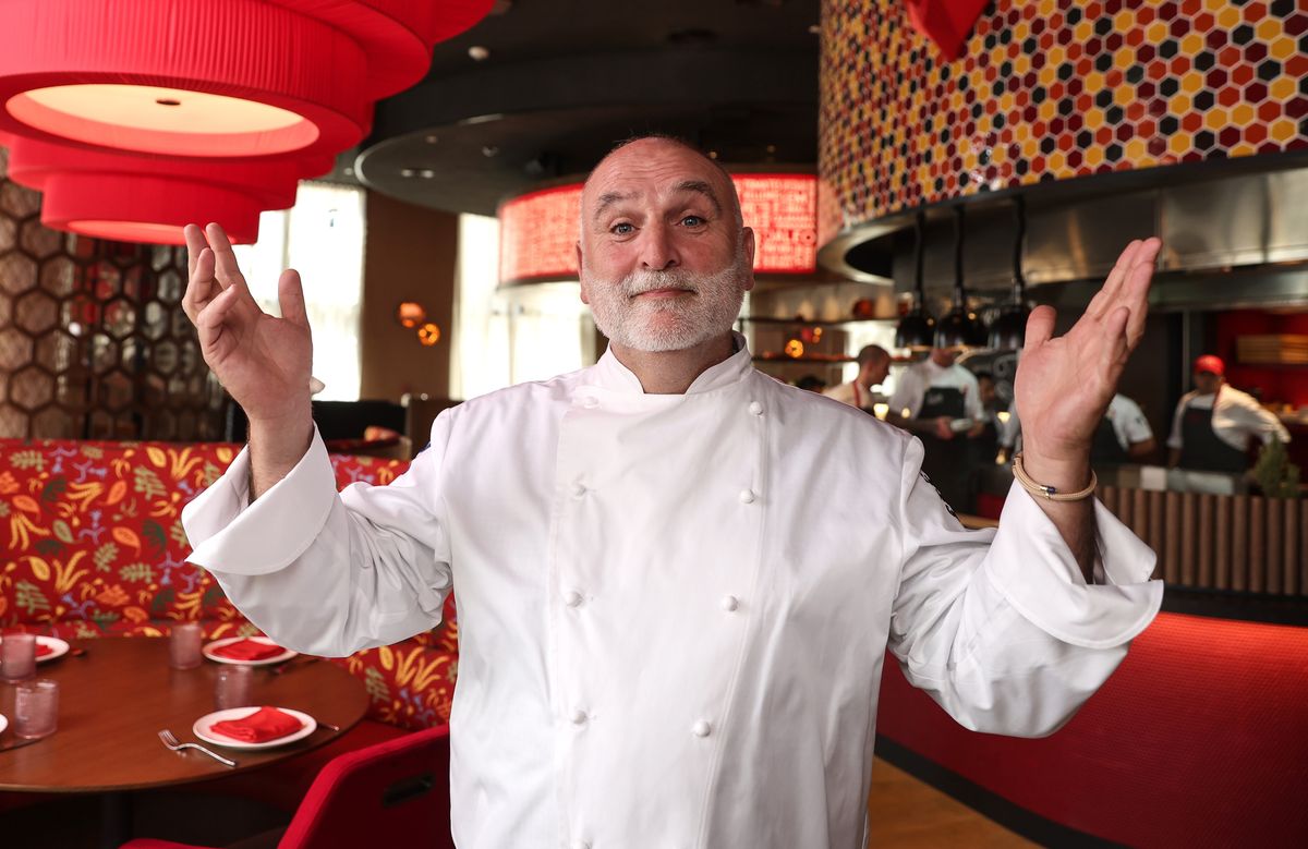 DUBAI, UNITED ARAB EMIRATES - JANUARY 20: In this image released on January 21, 2023, Chef Jose Andres captured at their new restaurant Jaleo during the Grand Reveal Weekend of Dubaiâs new ultra-luxury resort, Atlantis The Royal on January 20, 2023 in Dubai, United Arab Emirates. (Photo by Francois Nel/Getty Images for Atlantis The Royal)