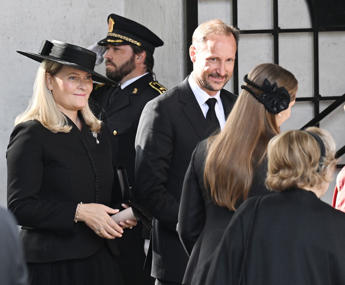 King Haakon VIII of Norway and Queen Mette- Marit of Norway at the funeral of Princess Astrid of Norway on September 23, 2026 in Oslo