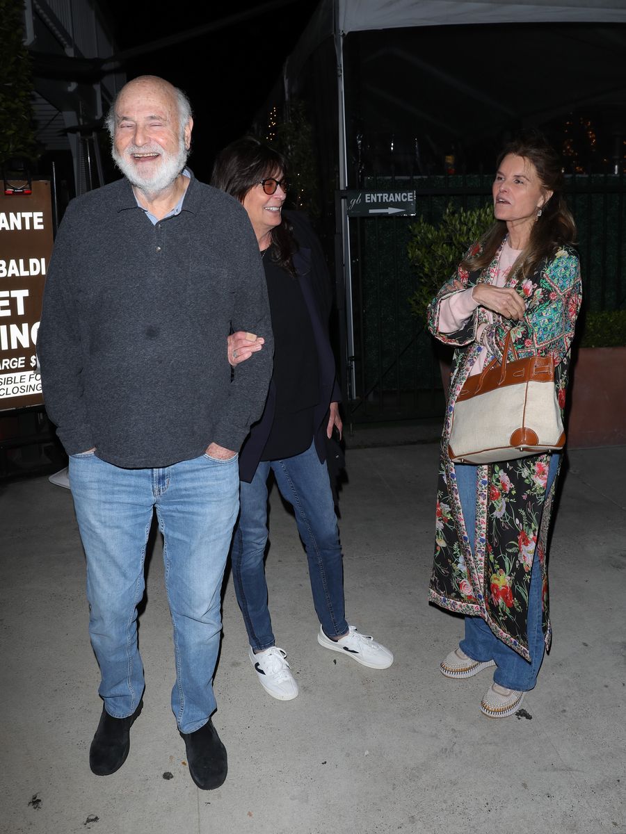 Rob Reiner, Michele Singer Reiner, and Maria Shriver are seen leaving Giorgio Baldi on May 22, 2024