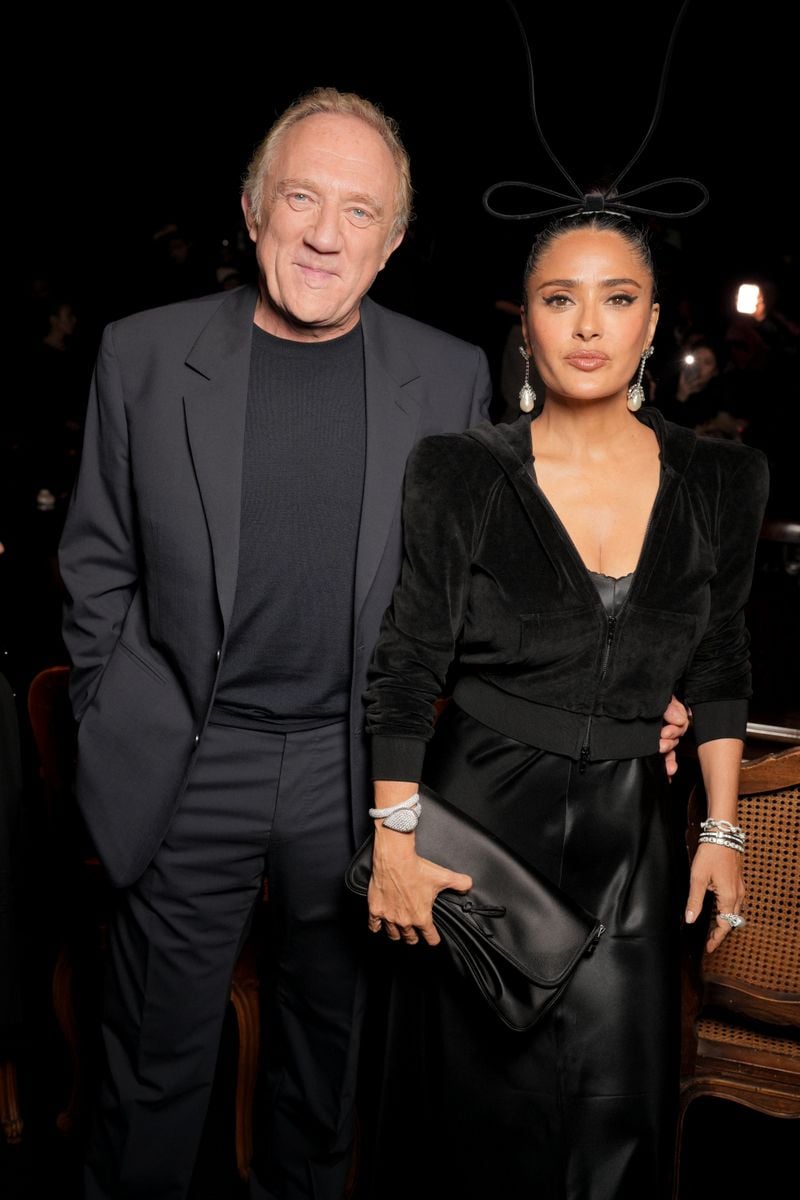 FranÃ§ois-Henri Pinault and Salma Hayek at Balenciaga RTW Spring 2025 as part of Paris Ready to Wear Fashion Week on September 30, 2024 in Paris, France.  (Photo by Swan Gallet/WWD via Getty Images)