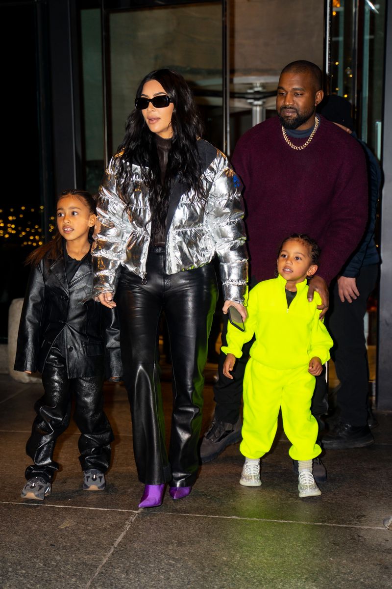 NEW YORK, NEW YORK - DECEMBER 21: (L-R) North West, Kim Kardashian, Kanye West and Saint West are seen in Midtown on December 21, 2019 in New York City. (Photo by TheStewartofNY/GC Images) 