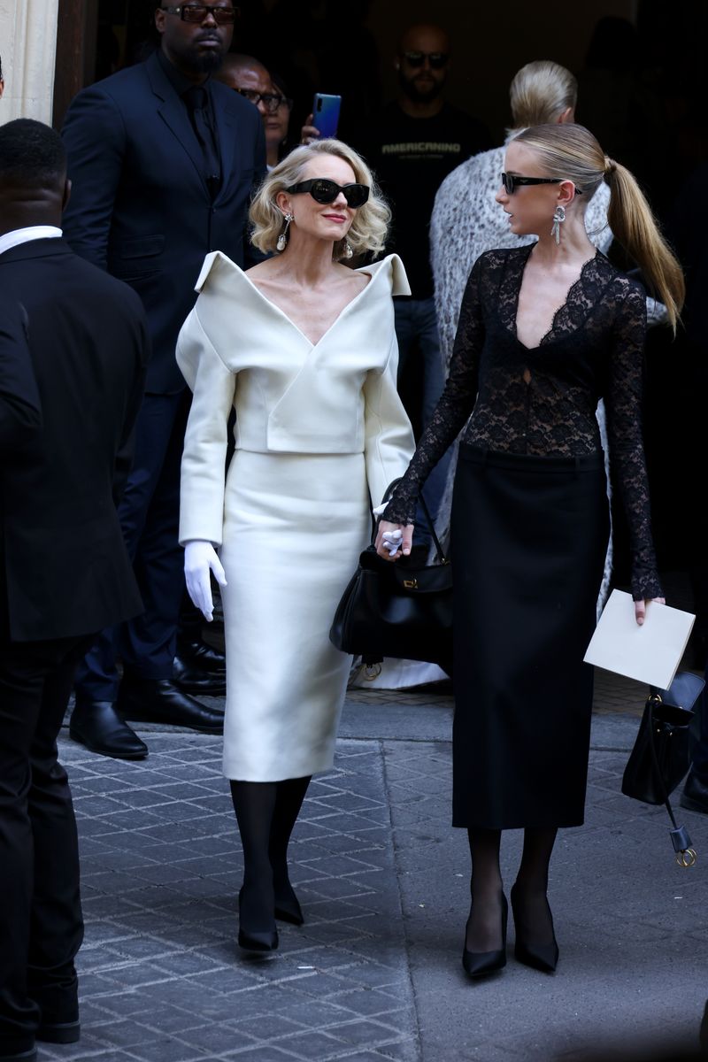 Naomi Watts and Kai Schreiber leave the Balenciaga Haute Couture Fall/Winter 2024-2025 show as part of Paris Fashion Week on June 26, 2024 in Paris, France. 