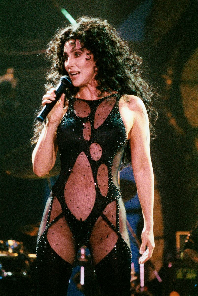 Cher’s unforgettable leather-and-sheer ensemble from her 1989 performance of “If I Could Turn Back Time” 
