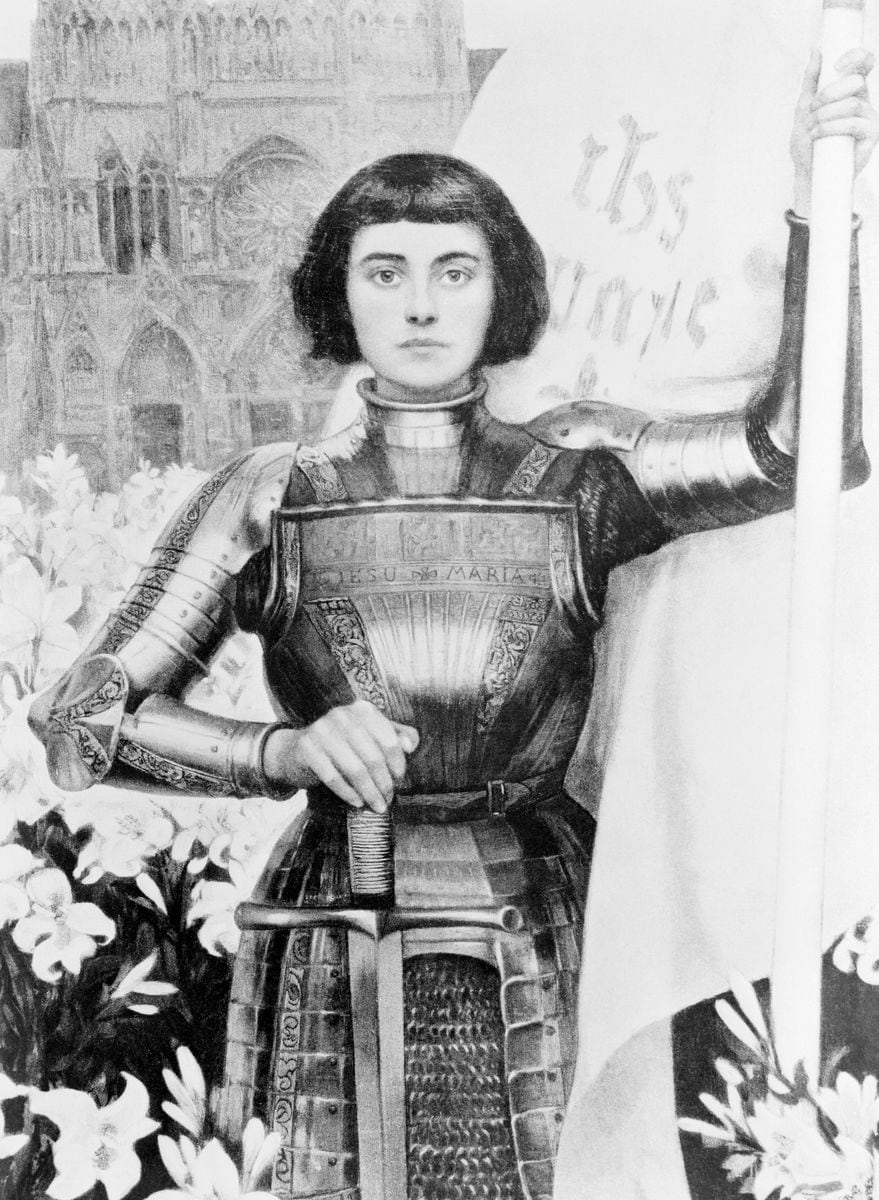 Joan of Arc is shown here in a painting by Albert Lynch.