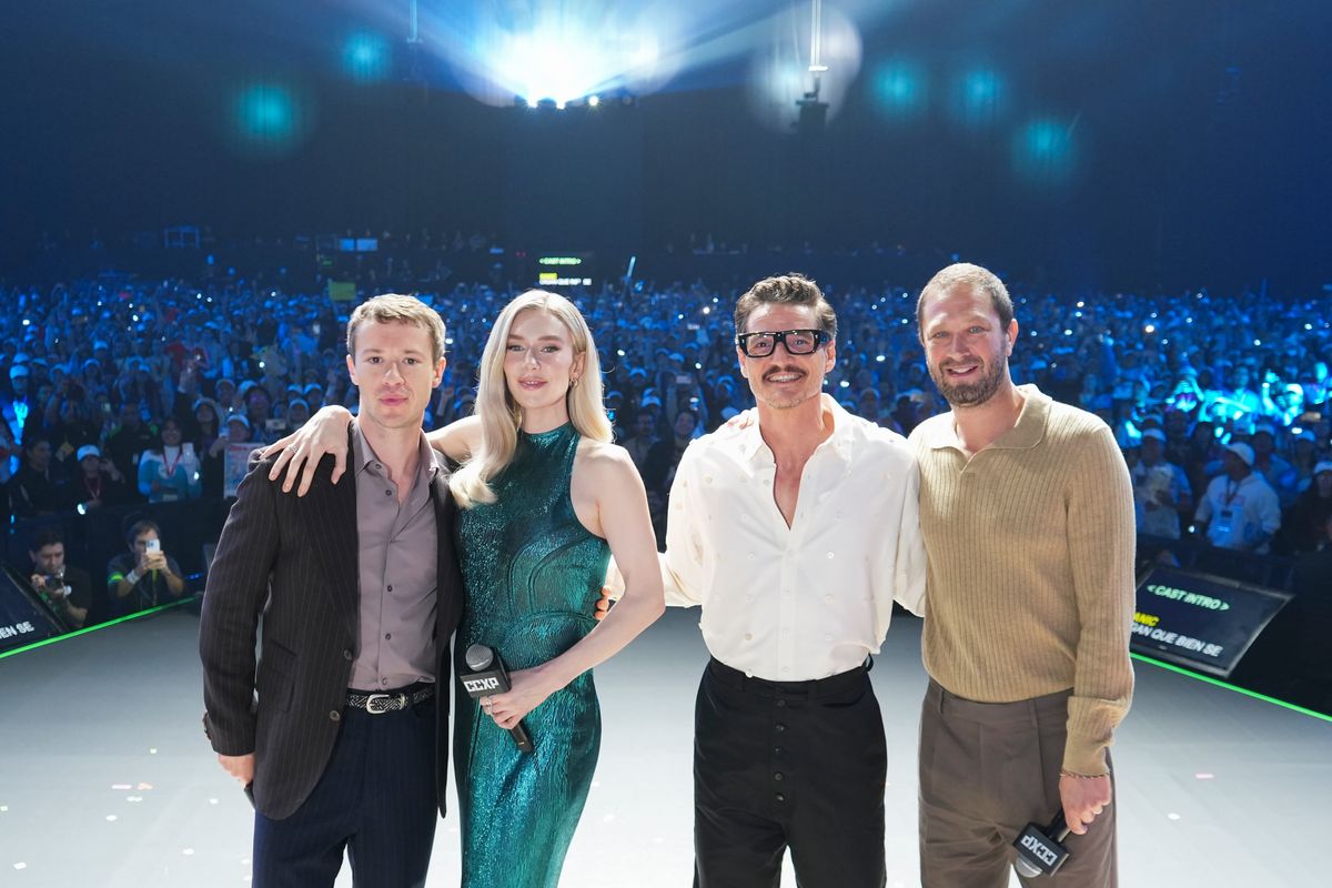 Joseph Quinn, Vanessa Kirby, Pedro Pascal and Ebon Moss-Bachrach attends the 2025 CCXP Mexico 