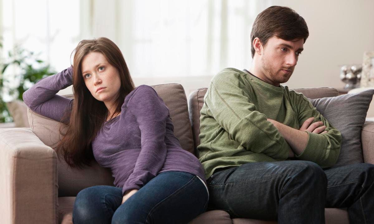 couple giving each other the silent treatment