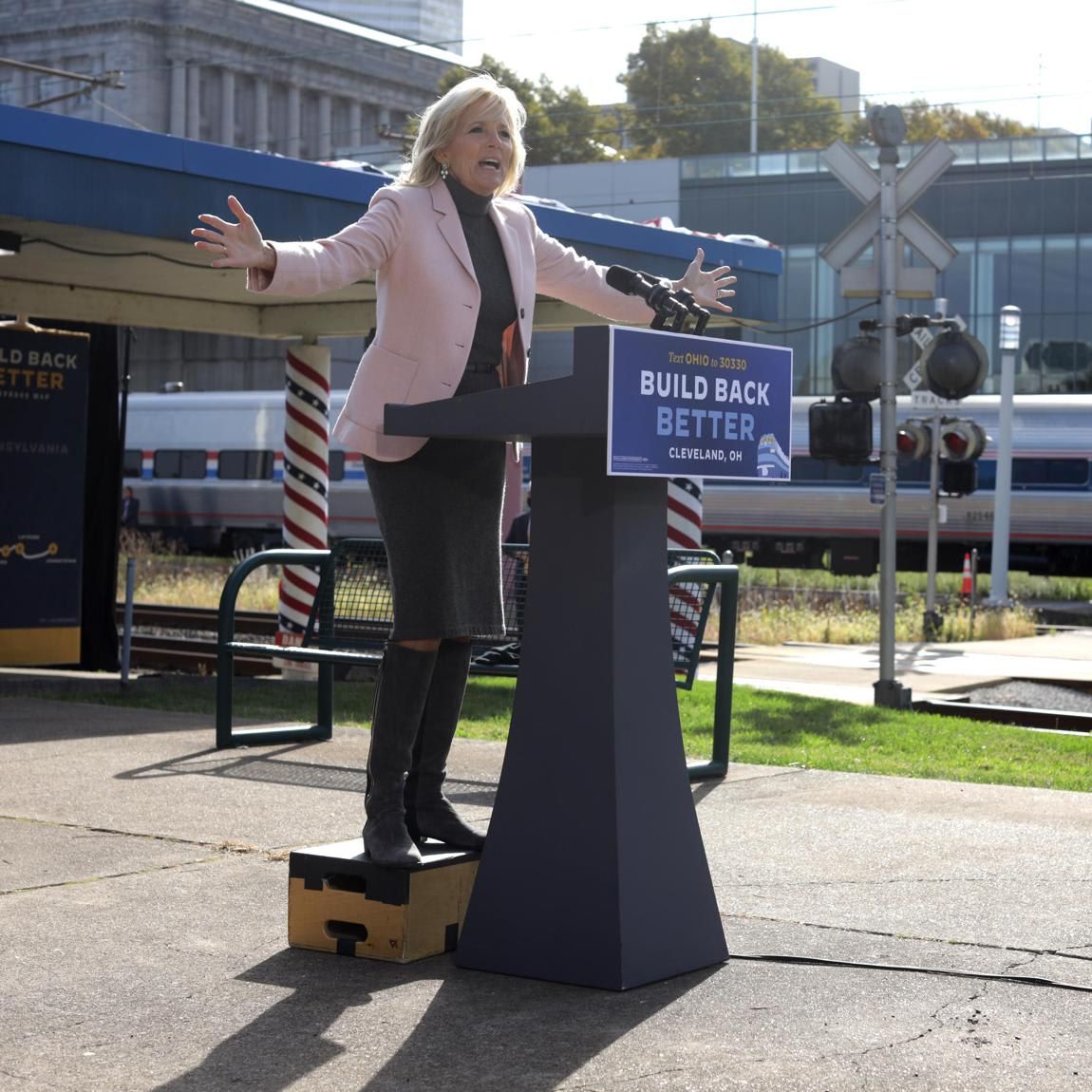Democratic Presidential Nominee Joe Biden Holds Train Campaign Tour Of OH And PA