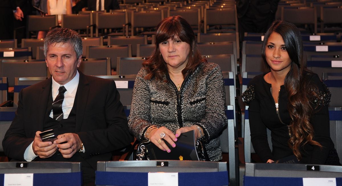 Argentina's Lionel Messi, parents, and wife Antonela are pictured before the FIFA Ballon d'Or ceremony.
