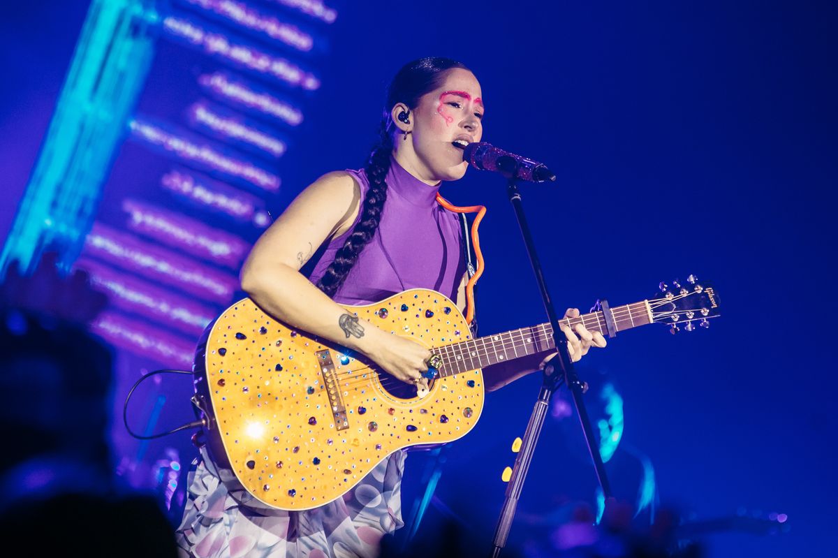 Colombian Elsa Carvajal, better knows as Elsa y Elmar, performs during a concert at Escenario GNP