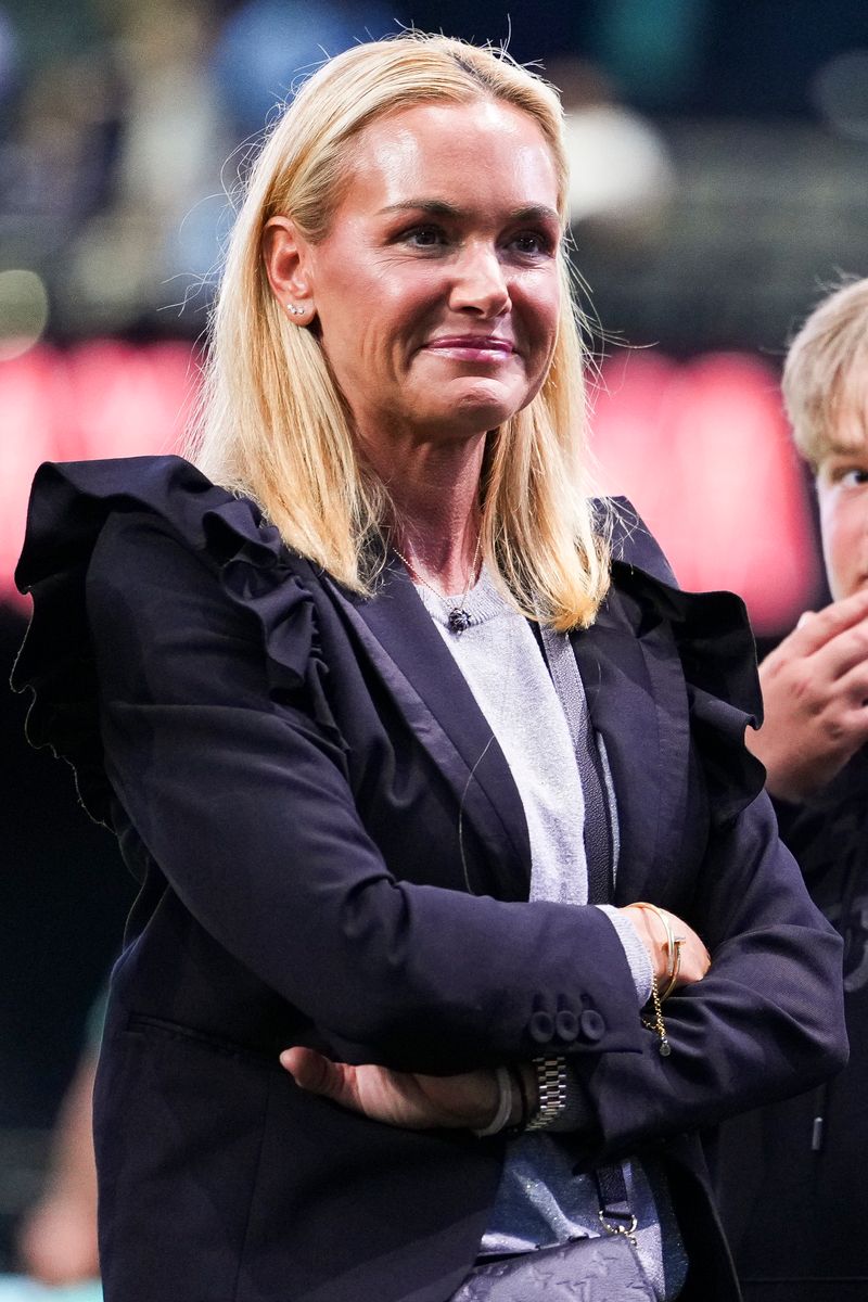 Vanessa Trump, girlfriend of Tiger Woods, looks on before a match between Jupiter Links GC and The Bay Golf Club