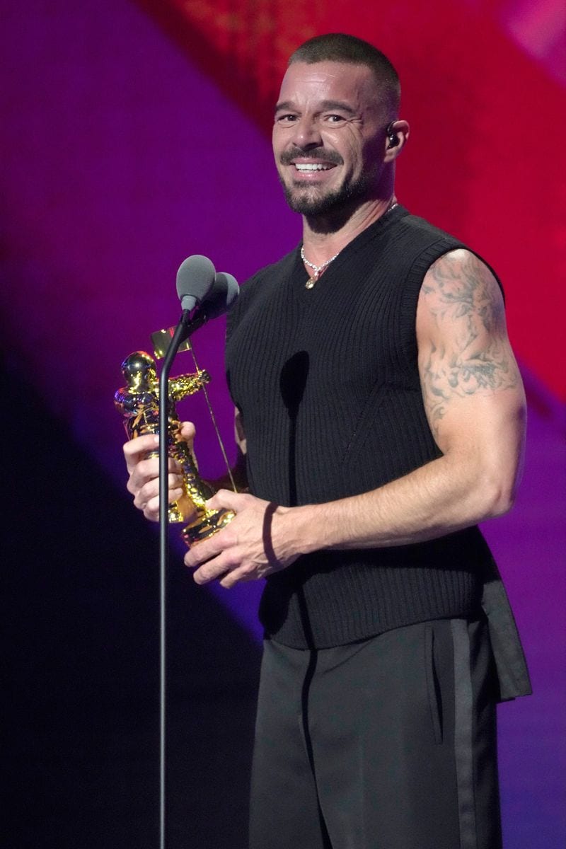 Ricky Martin accepts the "Latin Icon Award" during the 2025 MTV Video Music Awards 