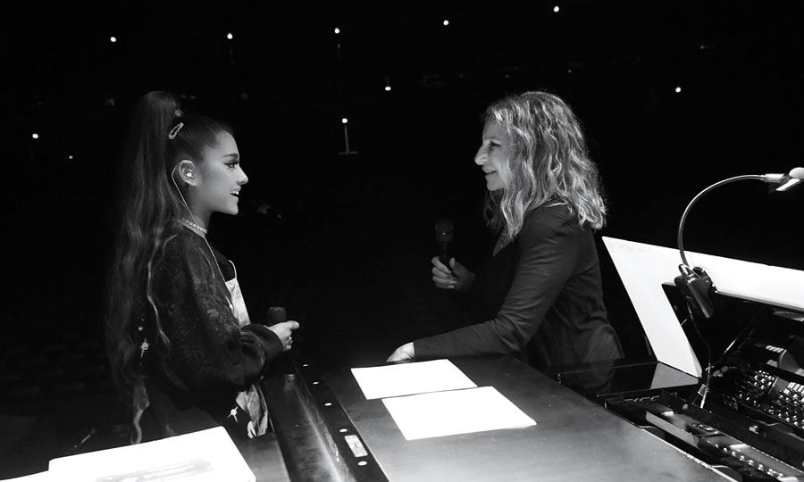 Ariana Grande and Barbara Streisand on stage 