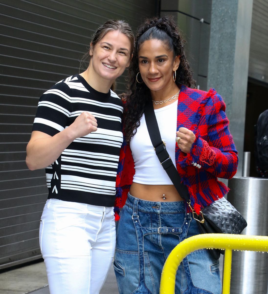 Boxers Katie Taylor and Amanda Serrano are seen ahead of their third matchup at Madison Square Garden on May 14, 2025 in New York City.  (Photo by MediaPunch/Bauer-Griffin/GC Images)