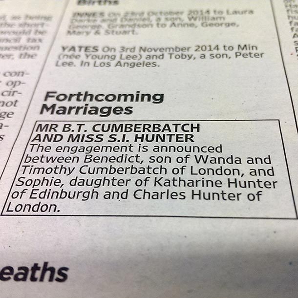 The announcement in the UK Times was very formal