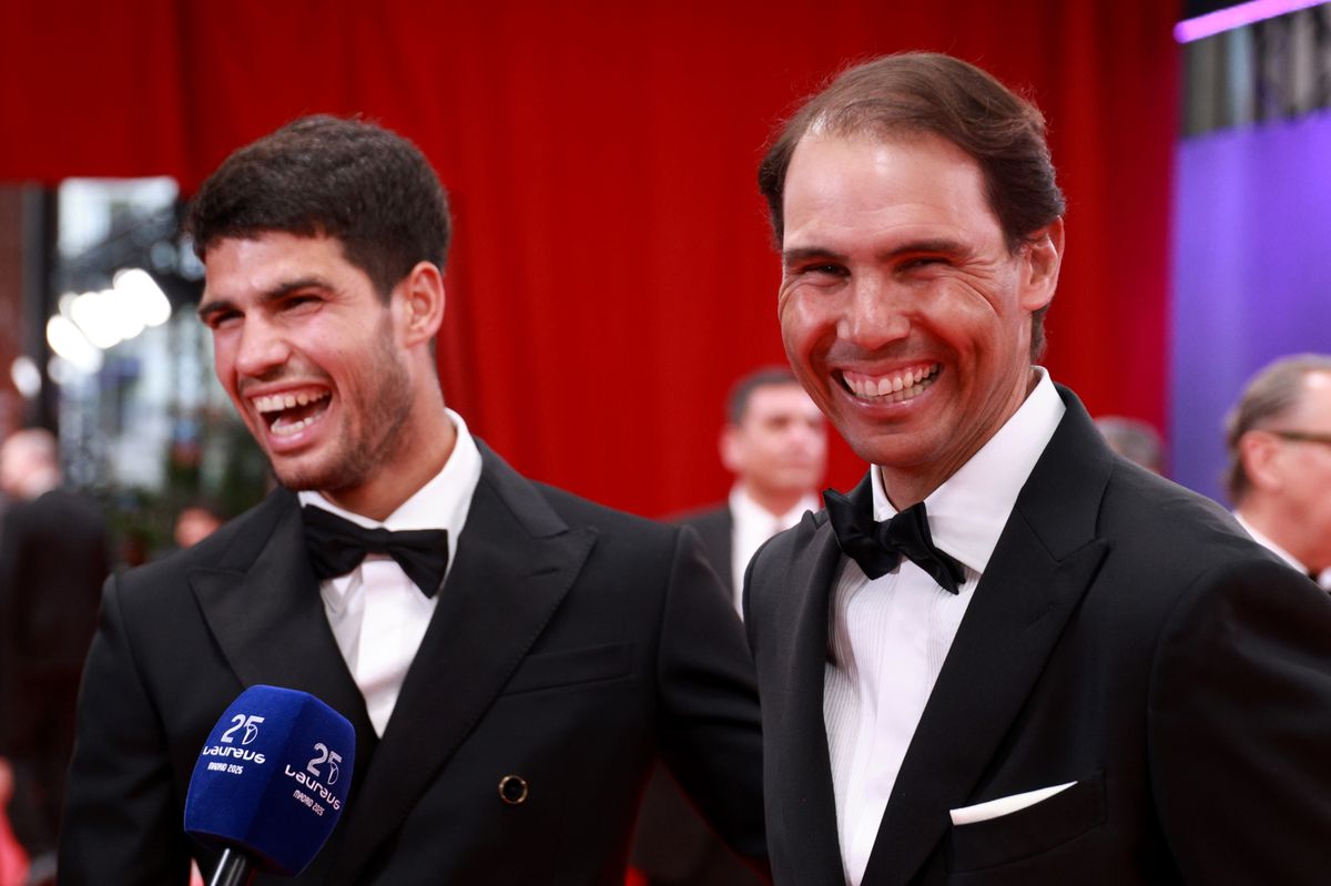 Carlos Alcaraz and Rafa Nadal at the World Sports Awards 2025