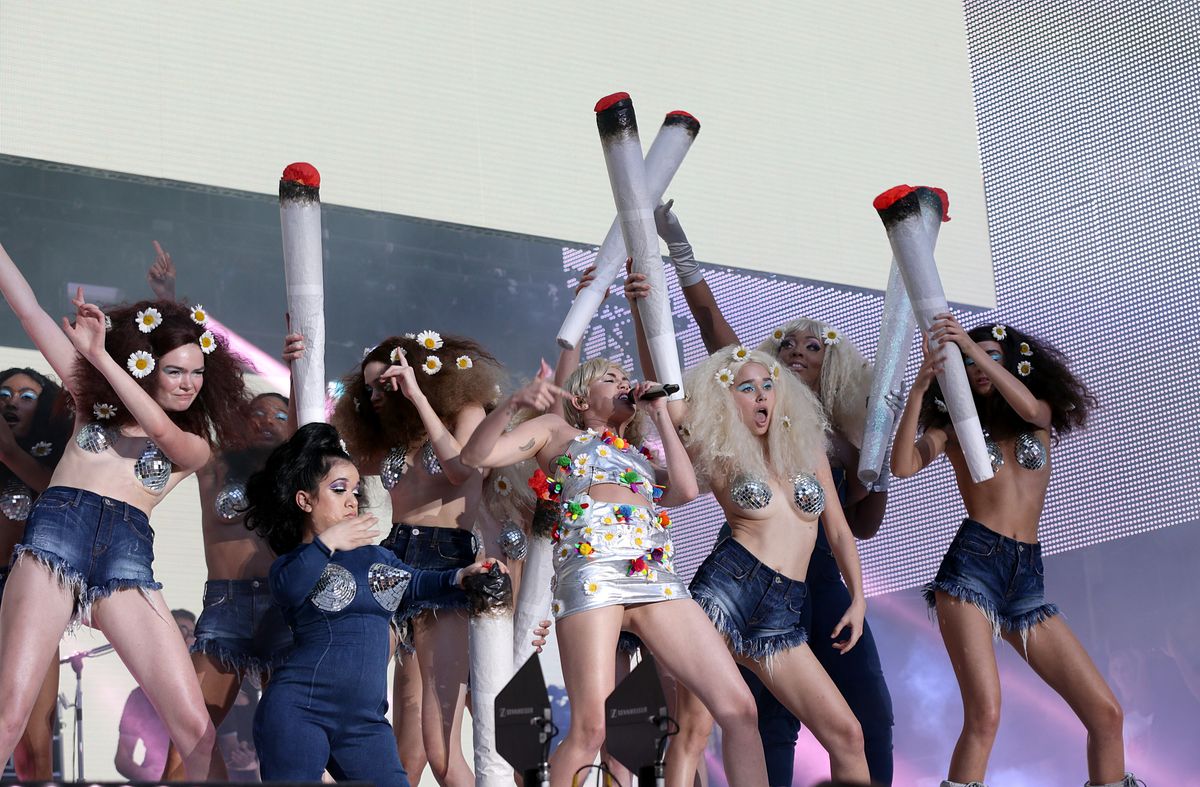 Miley Cyrus during Capital FM's Summertime Ball at Wembley Stadium, London. 
