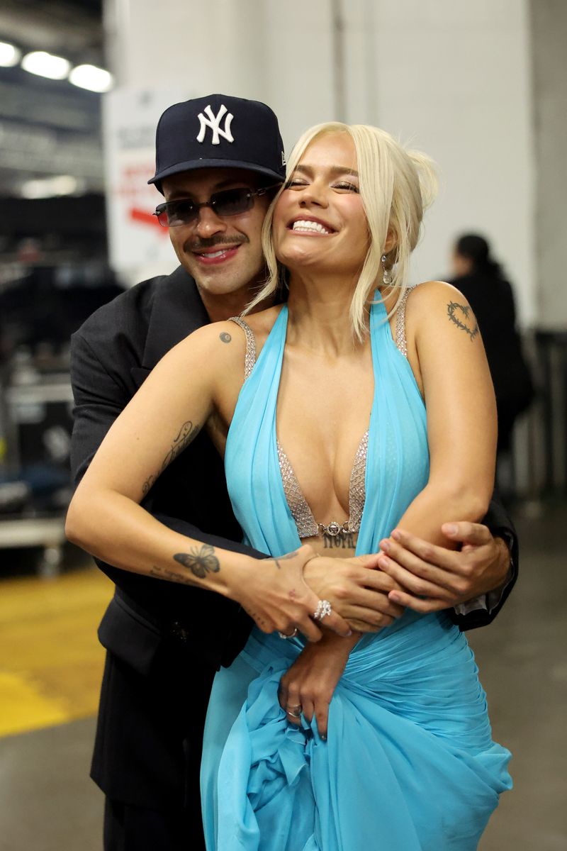 Feid and Karol G attend the 25th Latin GRAMMY Awards at Kaseya Center on November 14, 2024 in Miami, Florida.  (Photo by Mike Coppola/Getty Images for The Latin Recording Academy)