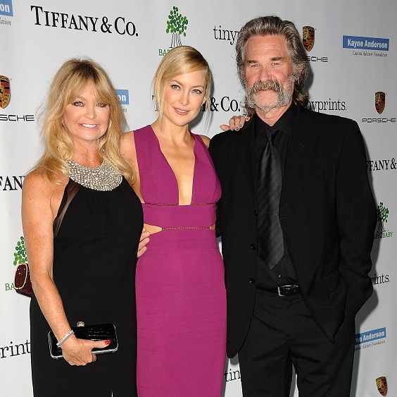 The mother and daughter pair were accompanied by Goldie's long-term partner Kurt Russell.