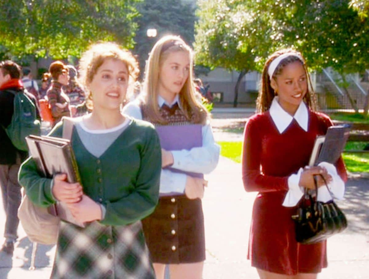 The movie "Clueless", written and directed by Amy Heckerling. Seen here from left, Brittany Murphy (as Tai), Alicia Silverstone (as Cher) and Stacey Dash (as Dionne). Theatrical wide release, Friday, July 21, 1995. Screen capture. Paramount Pictures. (Photo by CBS via Getty Images)