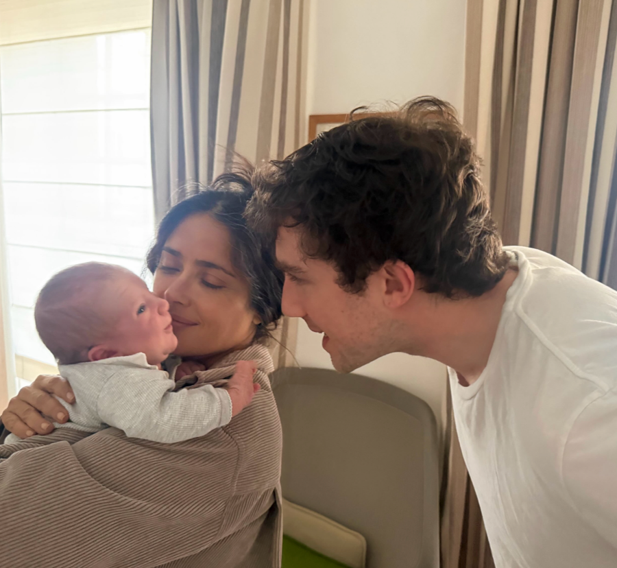 Salma Hayek shared a sweet moment with her new grandson as François Pinault Jr. leaned in beside them.
