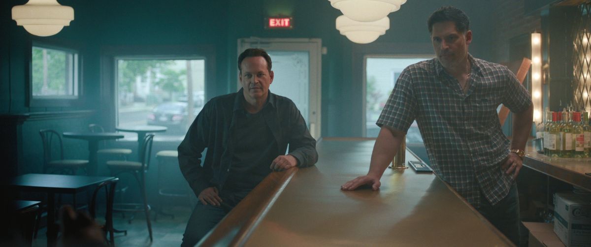 Vince Vaughn and Joe Manganiello on the set of 'Nonnas'