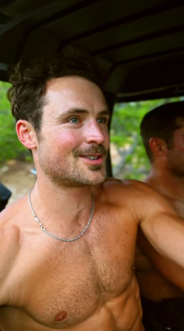 Dylan Efron joined in the action as the two cruised the course shirtless in a golf cart