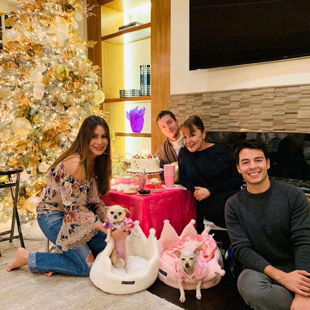 Sofia Vergara, son Manolo Gonzalez and family celebrating Sofia's dog's birthday