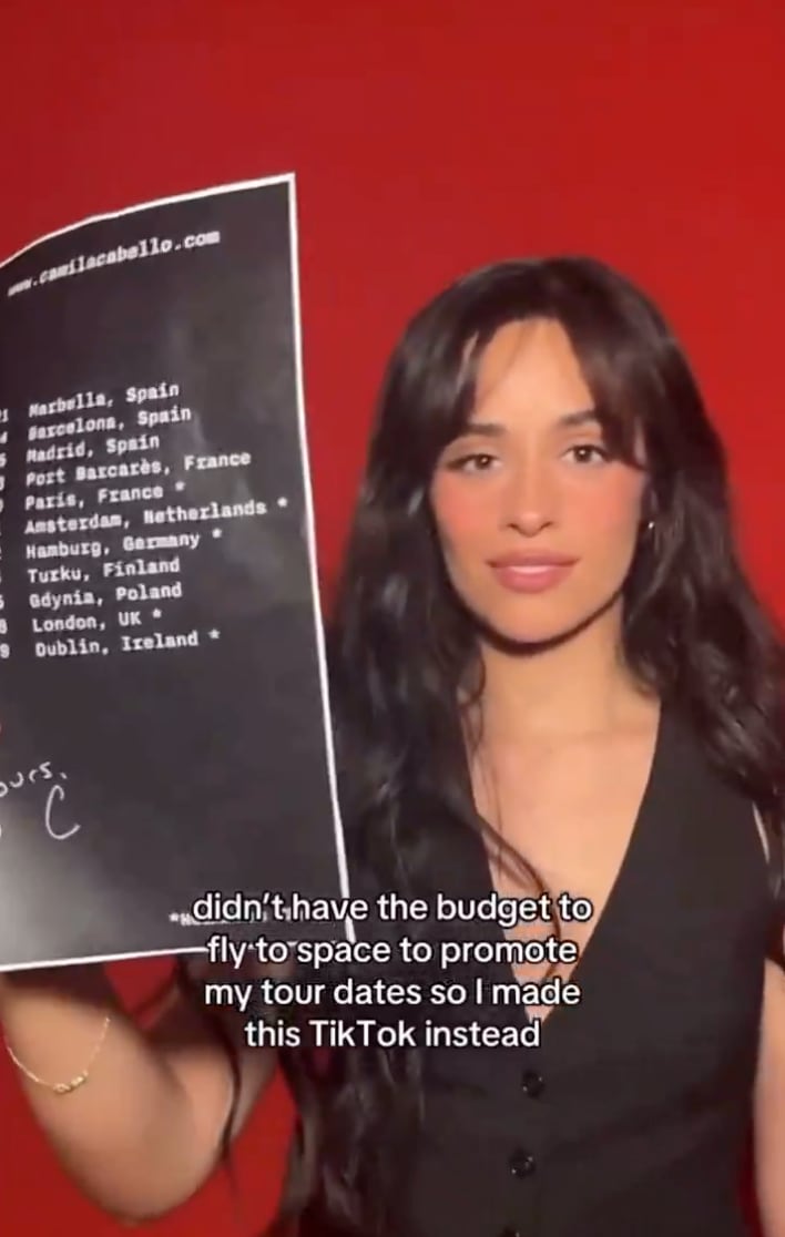 Camila Cabello says she "didn't have the budget to fly to space" to promote her tour