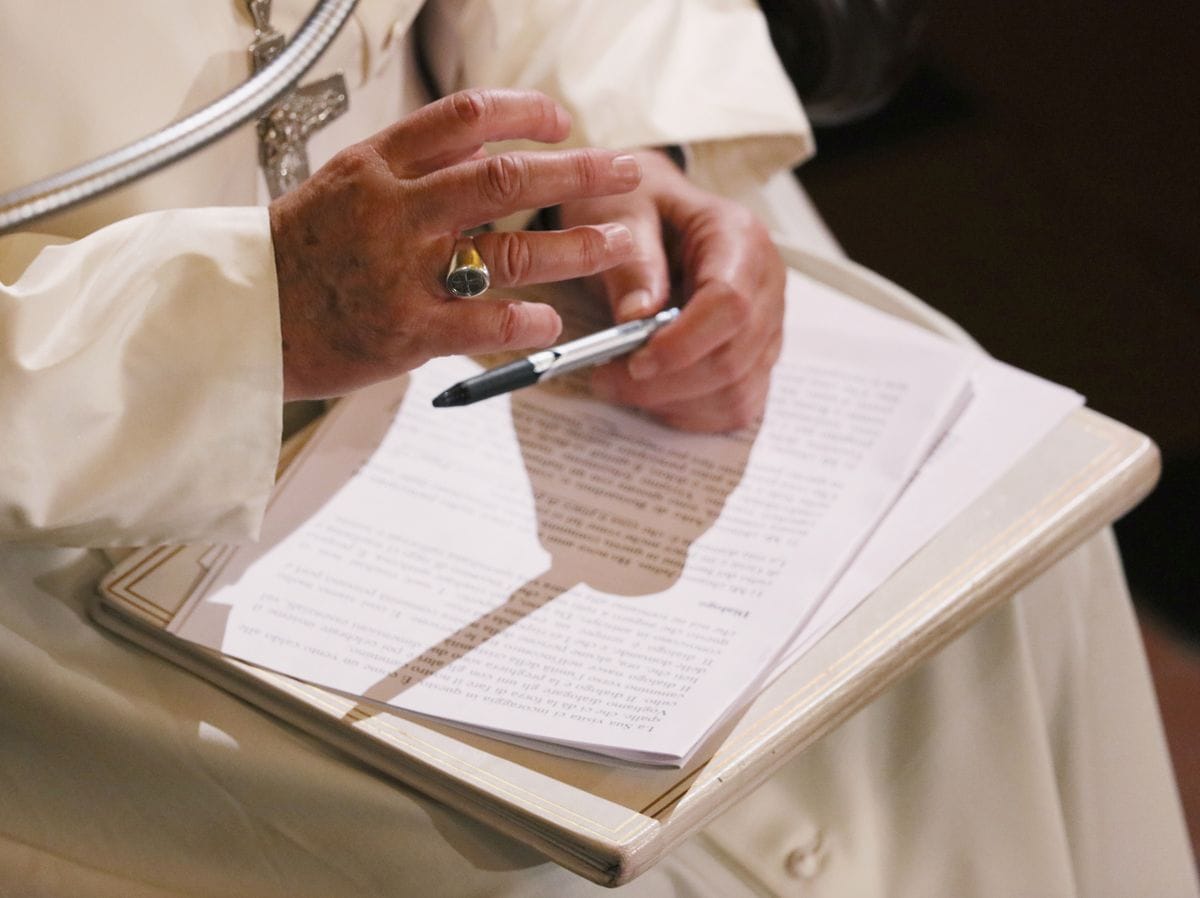 Pope Francis (Jorge Mario Bergoglio) visiting the Christuskirche. Rome, Italy. 15th November 2015 (Photo by Grzegorz Galazka\Archivio Grzegorz Galazka\Mondadori via Getty Images)