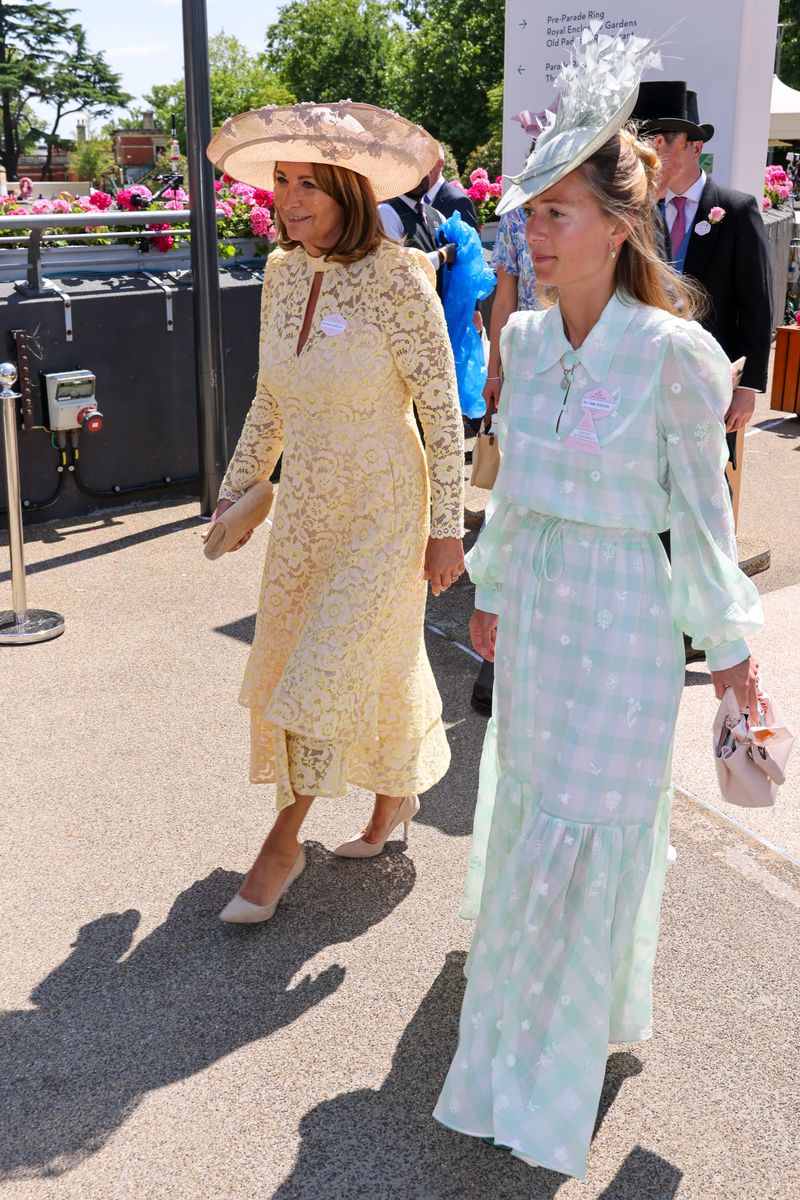 ASCOT, ENGLAND - JUNE 18: Carole Middleton and Alizee Thevenet attend day two of Royal Ascot 2025 at Ascot Racecourse on June 18, 2025 in Ascot, England. (Photo by Max Cisotti/Dave Benett/Getty Images for Royal Ascot)