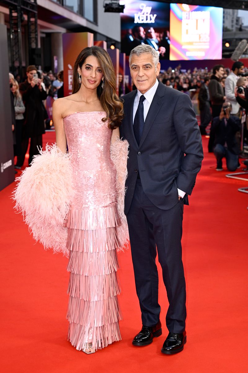 amal clooney dress designer Amal Clooney Shines in a Pearl-Beaded Gown at the Tony Awards