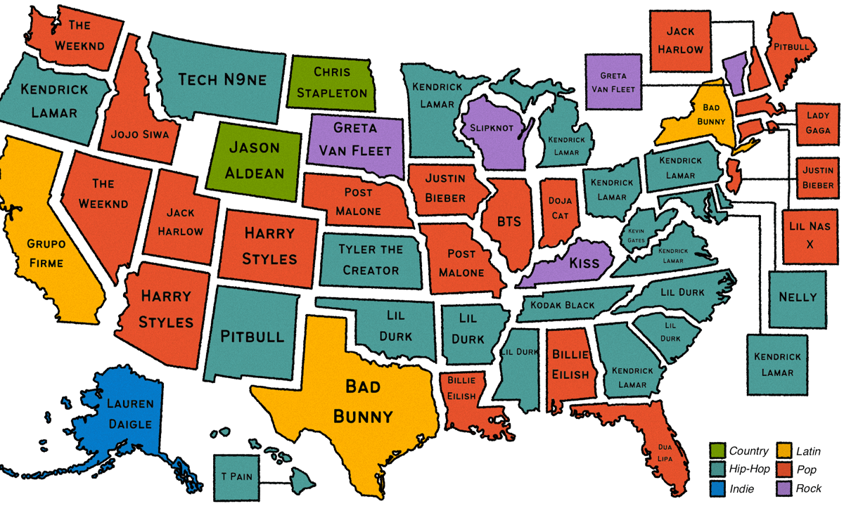 Top Music Artists and Bands By State