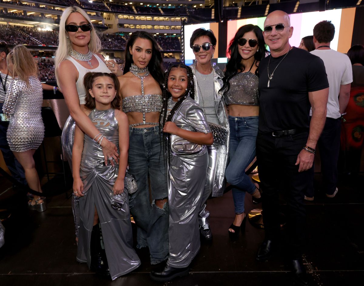Khloe Kardashian, Penelope Disick, Kim Kardashian, North West, Kris Jenner, Lauren Sanchez and Jeff Bezos attend the "RENAISSANCE WORLD TOUR" 