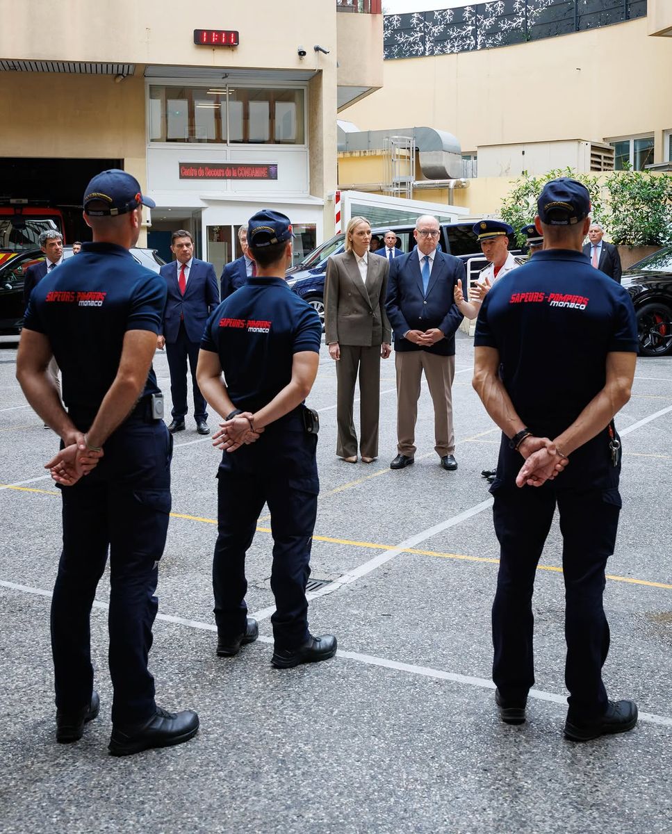 Princess Charlene and Prince Albert visited Monaco's Public Security Department to thank emergency response teams for their dedication.