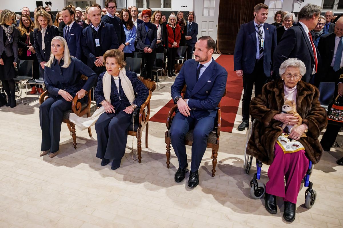 Crown Princess Mette-Marit, Crown Prince Haakon Magnus, Her Majesty Queen Sonja, Princess Astrid and Wilma at the Opening of the "Royal Photographers" Exhibition in 2024