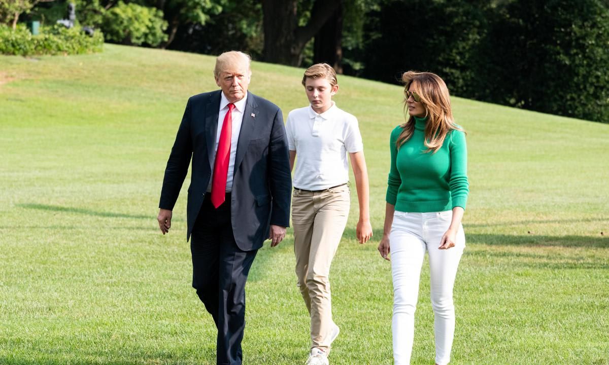 President Donald Trump, First Lady Melania Trump, and Barron