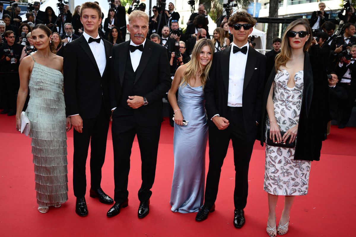 Kevin Costner and his kids: Annie, Cayden Wyatt, Grace Avery, Hayes, and Lily at the Cannes Film Festival in 2024