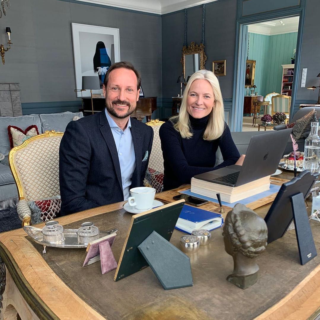 The Crown Prince couple improvised a laptop stand while working from home