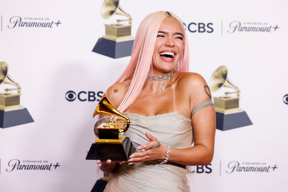 Karol G with her Grammy in 2024