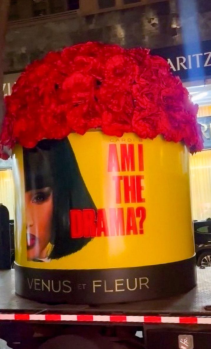 He presented her with a giant bouquet that needed to be transported by car 