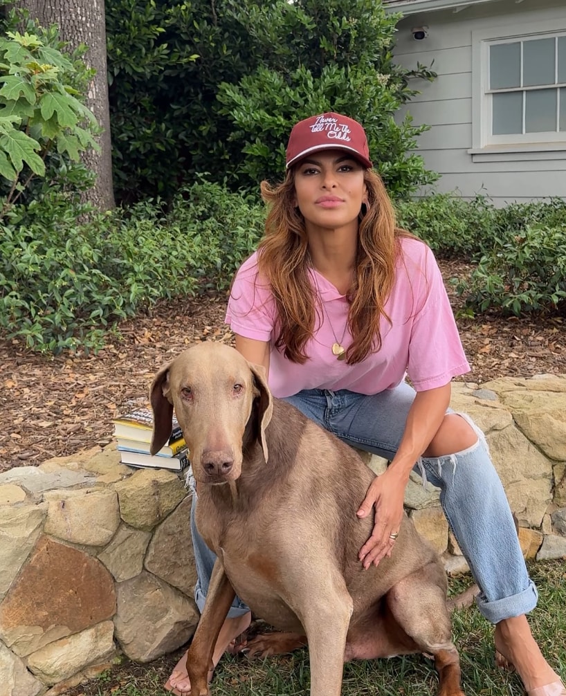 Eva Mendes and her dog