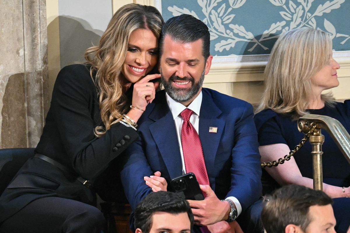Donald Trump Jr and Bettina Anderson at Donald Trump's address to joint session of Congress